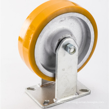 shuntong wholesale Factory manufacture yellow PU sliver Ironroller rigid heavy duty caster wheels